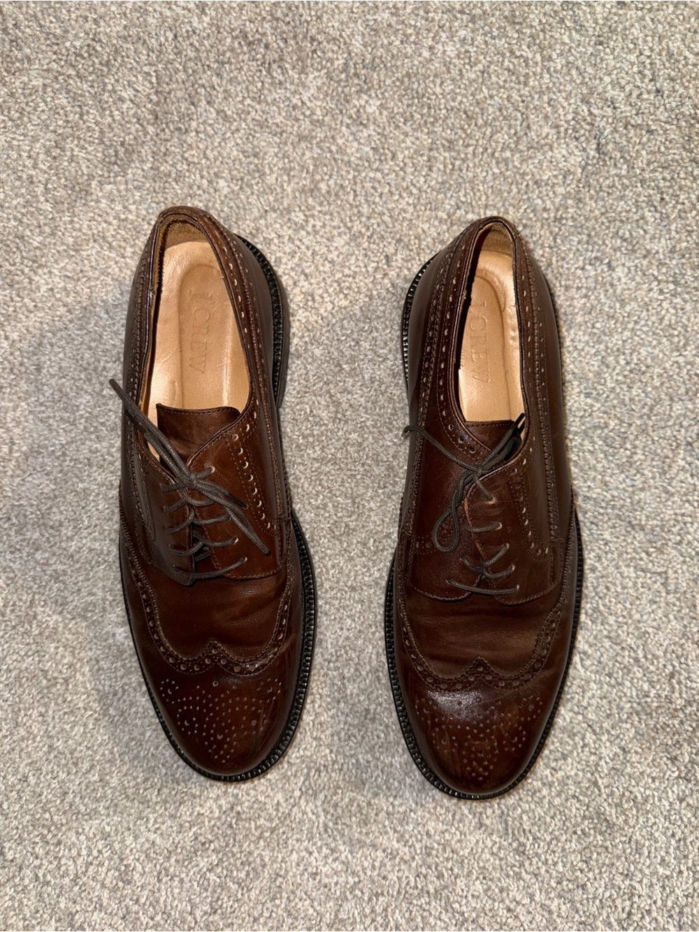 J Crew Classic Brown Leather Brogue Dress Shoes
